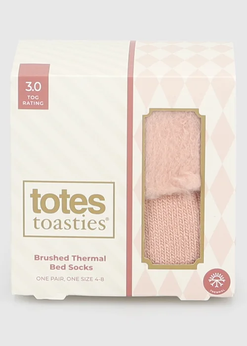 Totes Dusky Pink Pink Brushed Thermal Bed Socks - One Size Image 6