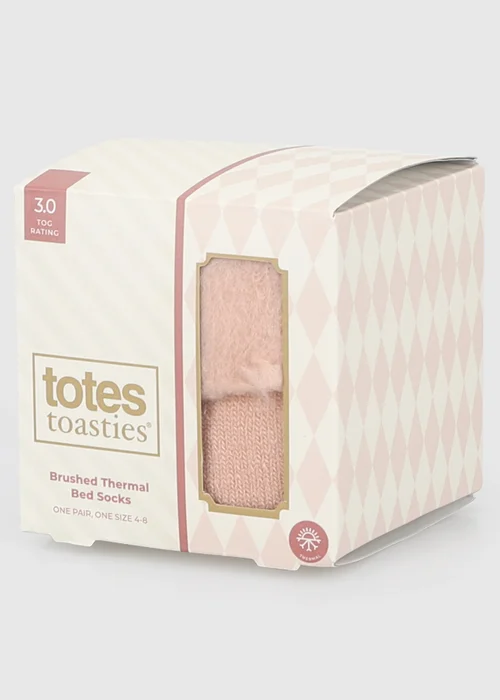 Totes Dusky Pink Pink Brushed Thermal Bed Socks - One Size Image 2