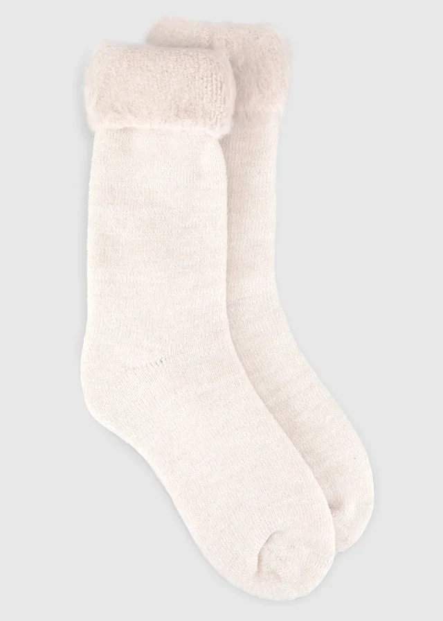 Totes Oat Natural Brushed Thermal Bed Socks