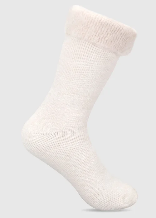 Totes Oat Natural Brushed Thermal Bed Socks - One Size Image 4