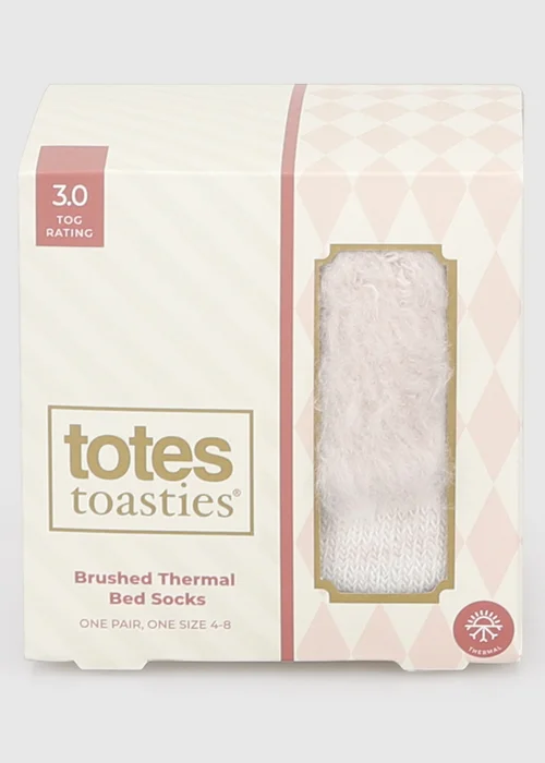 Totes Oat Natural Brushed Thermal Bed Socks - One Size Image 6
