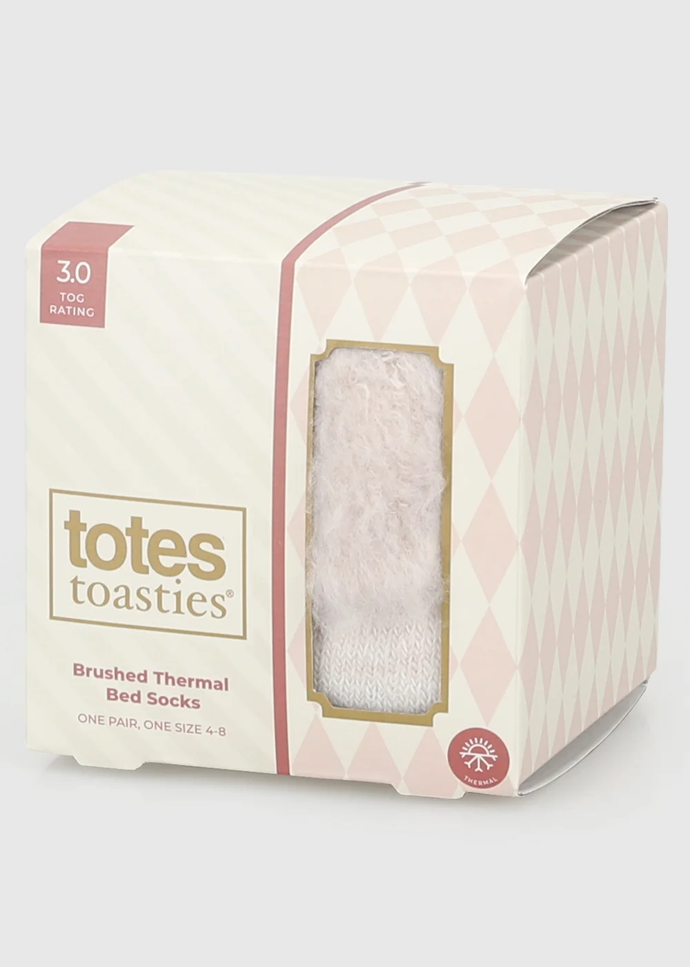 Totes Oat Natural Brushed Thermal Bed Socks - One Size Image 2