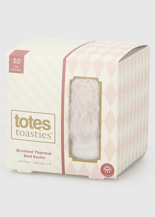 Totes Oat Natural Brushed Thermal Bed Socks - One Size Image 2