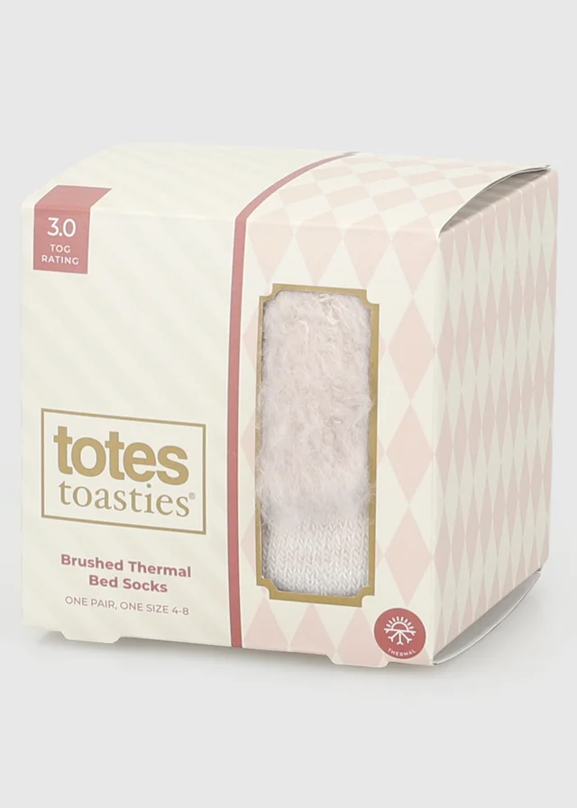 Totes Oat Natural Brushed Thermal Bed Socks