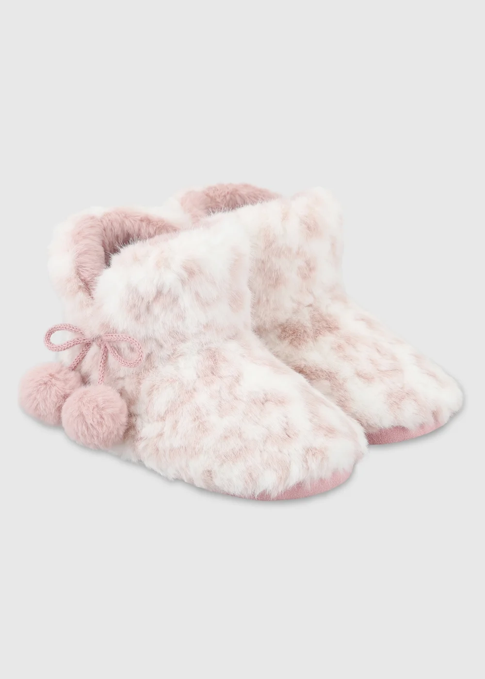 Totes Kids Pink/White Pink Faux Fur Boot Slippers - 9-10 Image 4