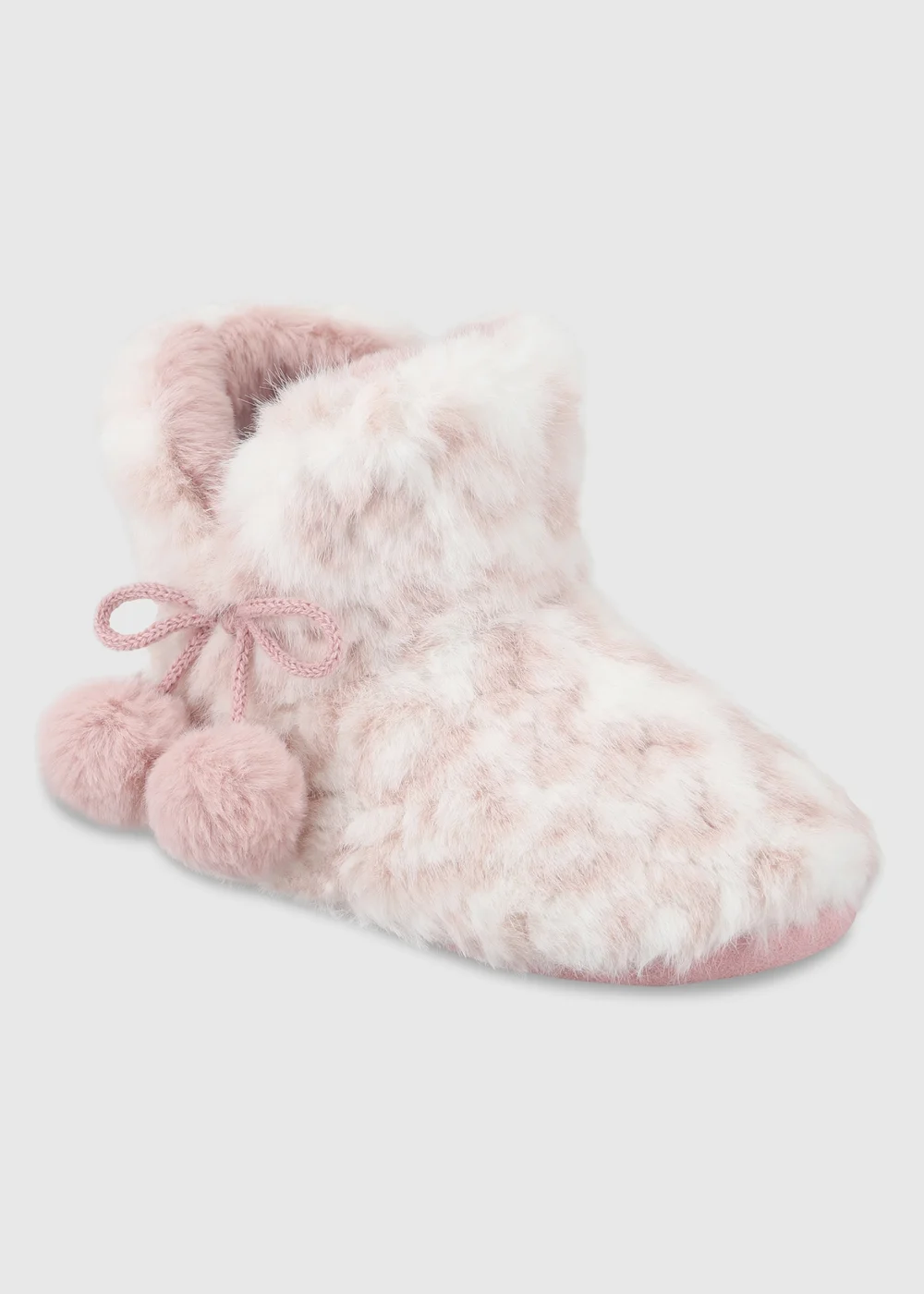 Totes Kids Pink/White Pink Faux Fur Boot Slippers - 9-10 Image 5