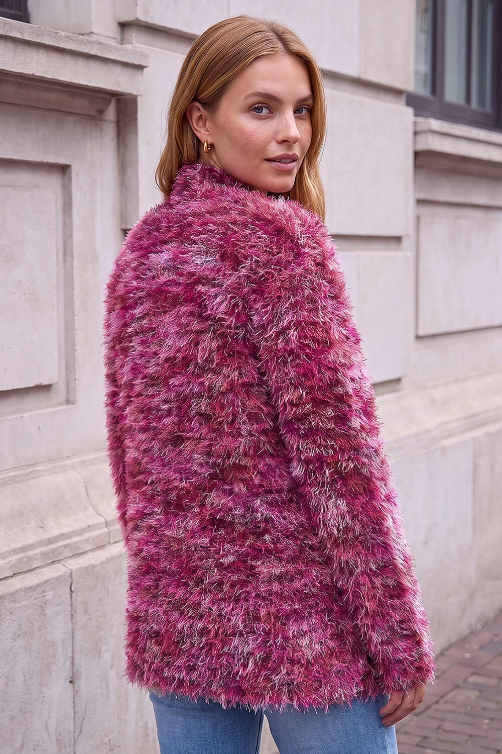 Roman Bordeaux Multi Fluffy Cardigan - 16 Image 2