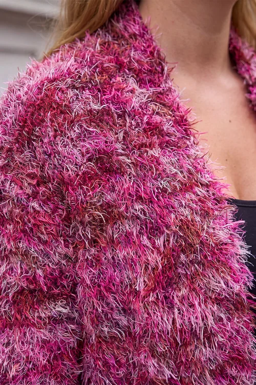 Roman Bordeaux Multi Fluffy Cardigan - 16 Image 4