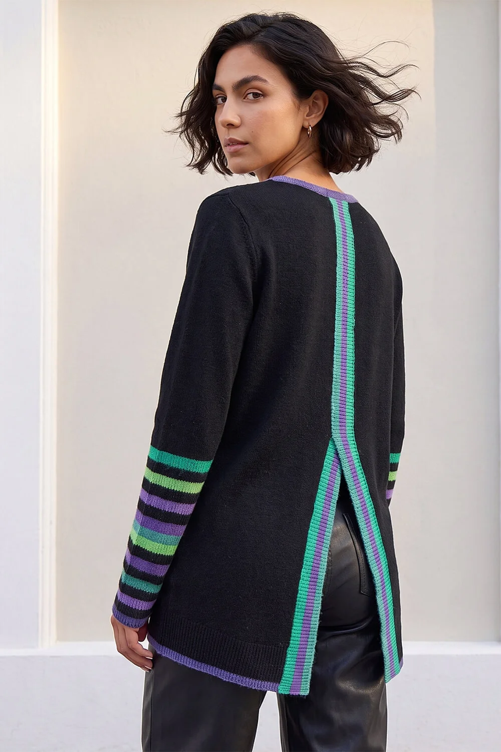 Roman Green Contrast Stripe Detail Knit Jumper - 12 Image 3