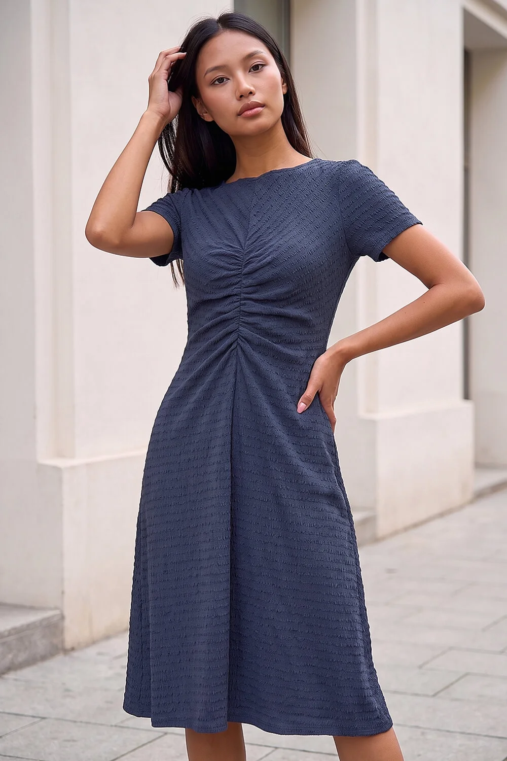 Roman Grey Petite Ruched Dress - 16 Image 1
