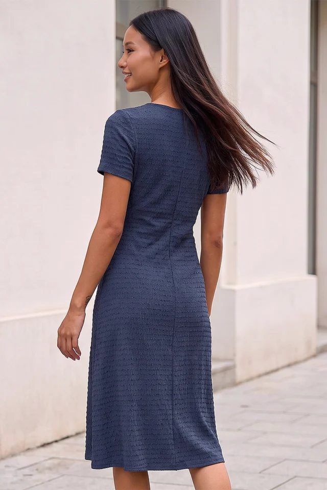 Roman Grey Petite Ruched Dress