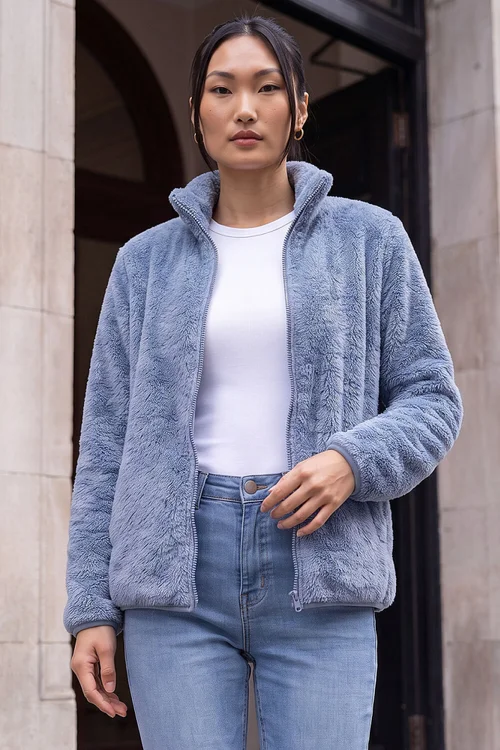 Roman Steel Blue Sherpa Fleece Jacket - S Image 1