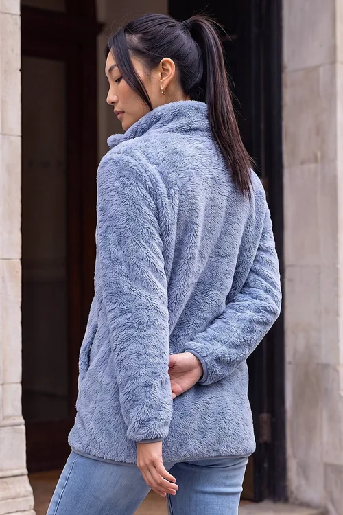 Roman Steel Blue Sherpa Fleece Jacket - S Image 3