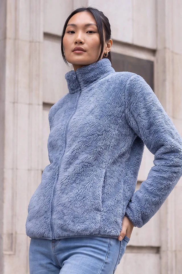 Roman Steel Blue Sherpa Fleece Jacket