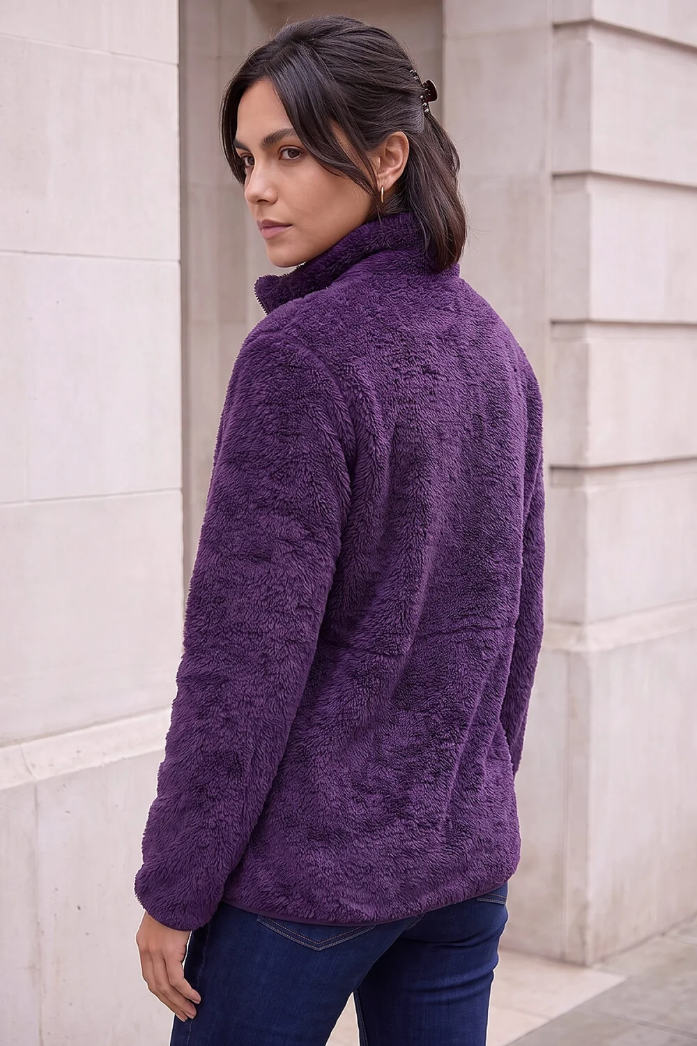 Roman Purple Sherpa Fleece Jacket - XL Image 3