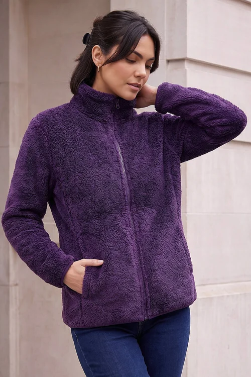 Roman Purple Sherpa Fleece Jacket - XL Image 2