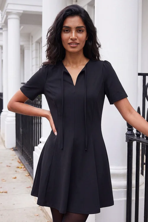 Roman Black Bow Detail Short Dress - 16 Image 1