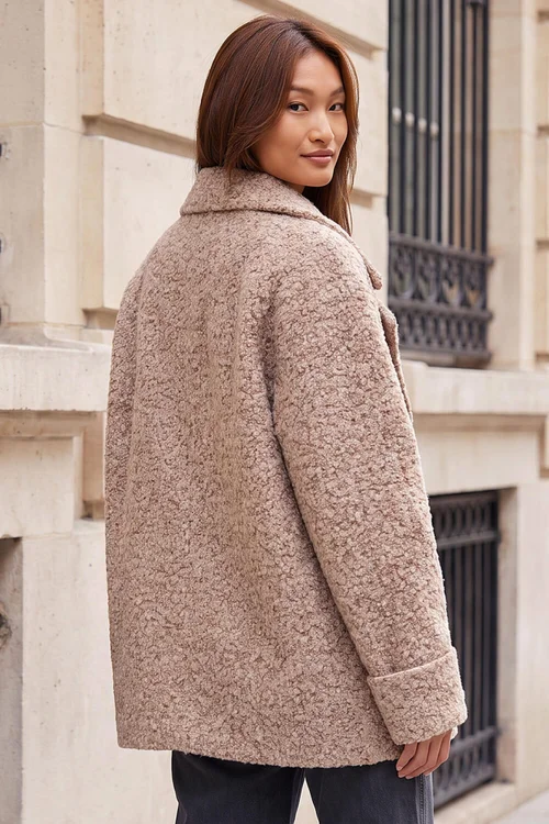 Roman Natural Textured Double Breasted Coat - 16 Image 3