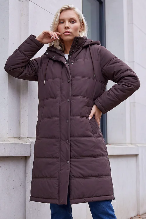 Roman Chocolate Petite Oversized Puffer Coat - 8 Image 1