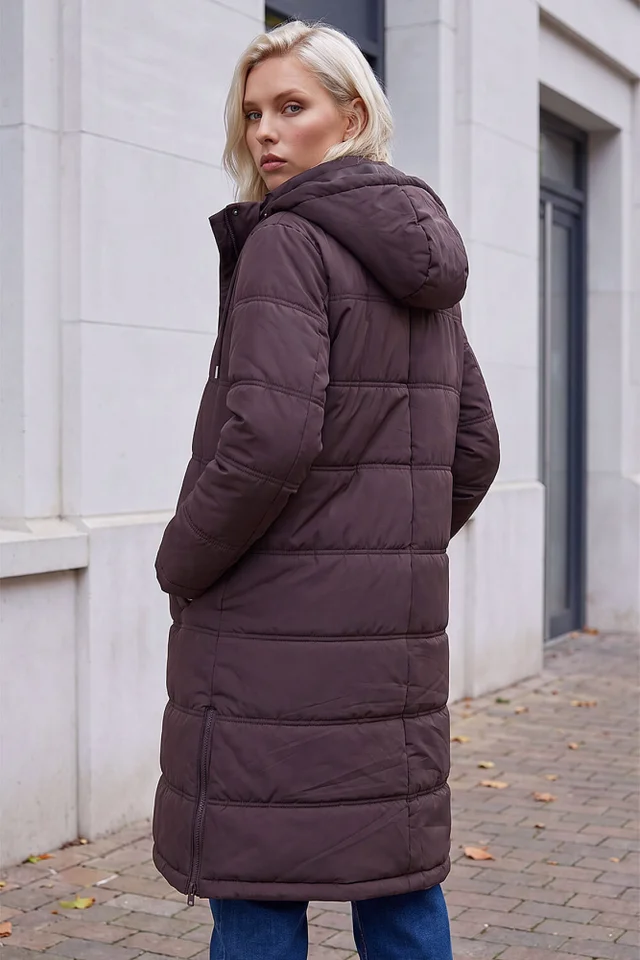 Roman Chocolate Petite Oversized Puffer Coat