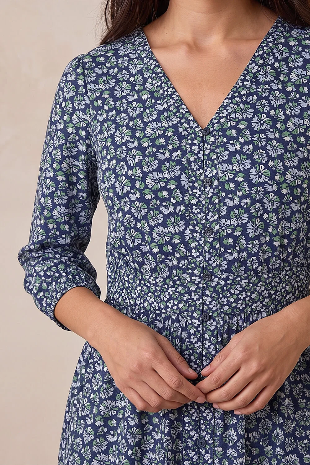 Roman Navy Petite Floral Print Midi Dress - 14 Image 4