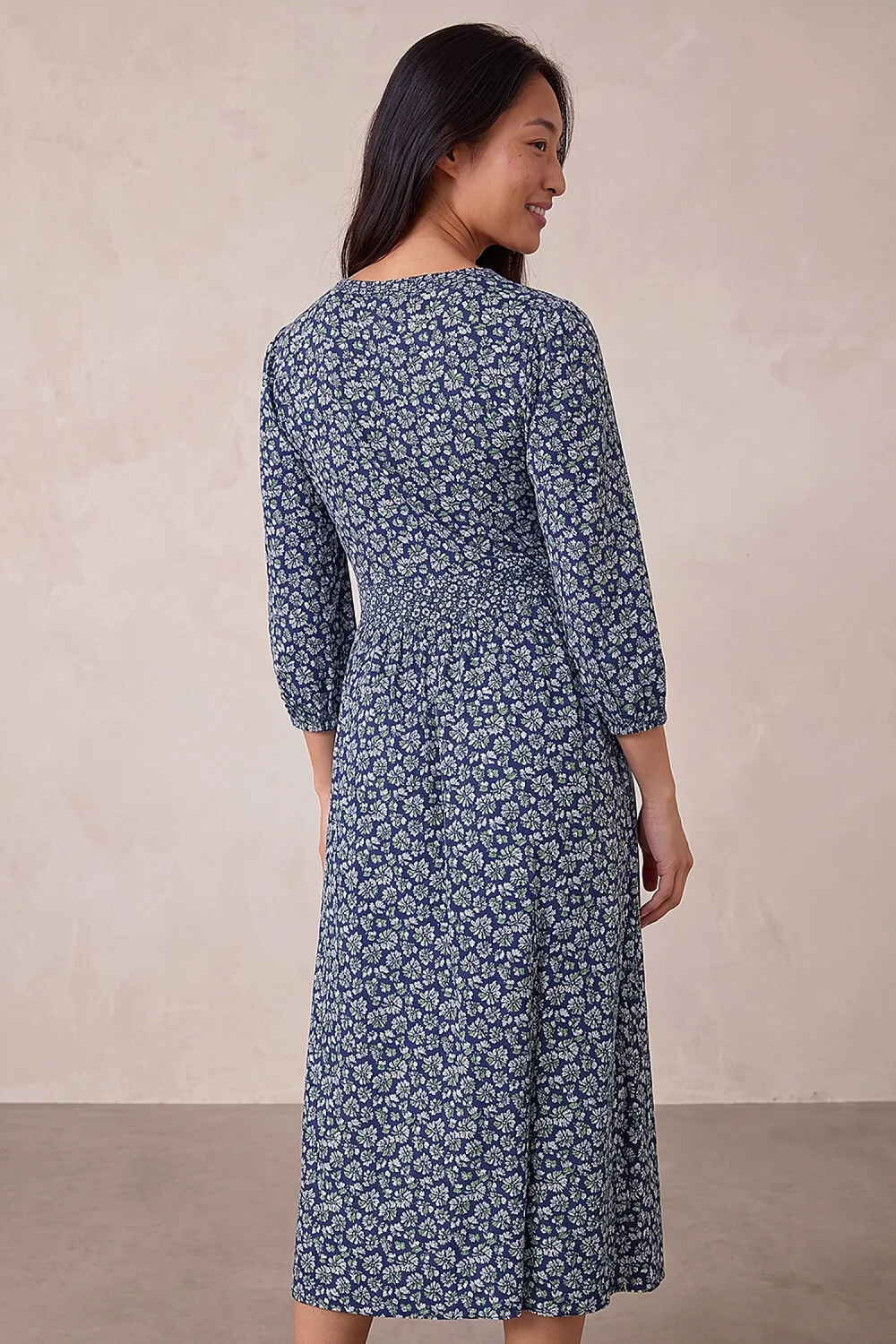Roman Navy Petite Floral Print Midi Dress - 14 Image 3