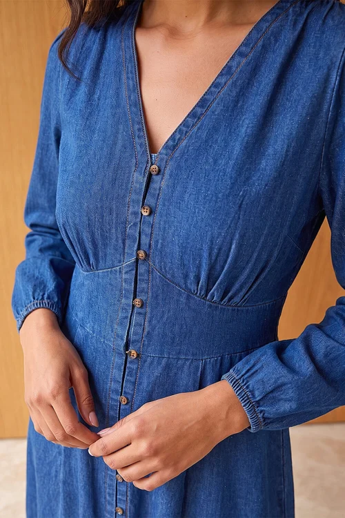Roman Denim Button Through Midi Dress - 18 Image 4