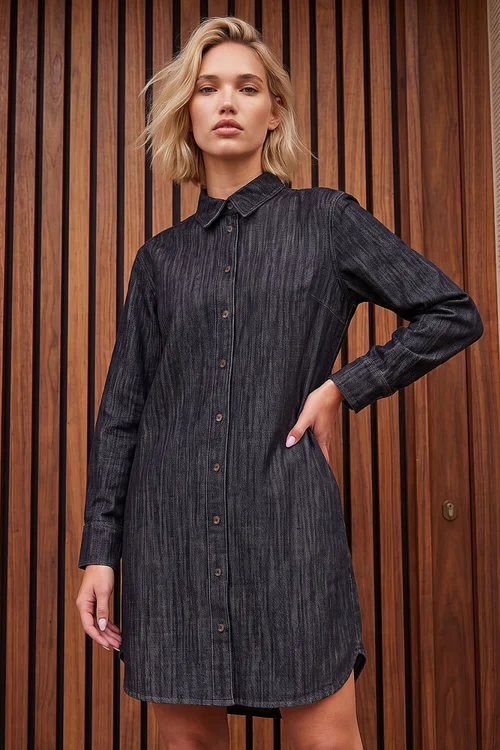 Roman Black Button Through Shirt Dress - 16 Image 1