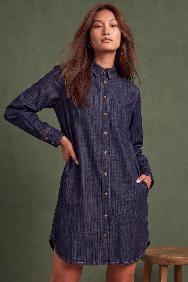 Roman Denim Button Through Shirt Dress