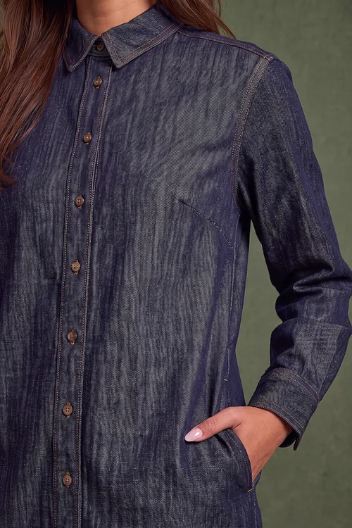 Roman Denim Button Through Shirt Dress - 10 Image 4