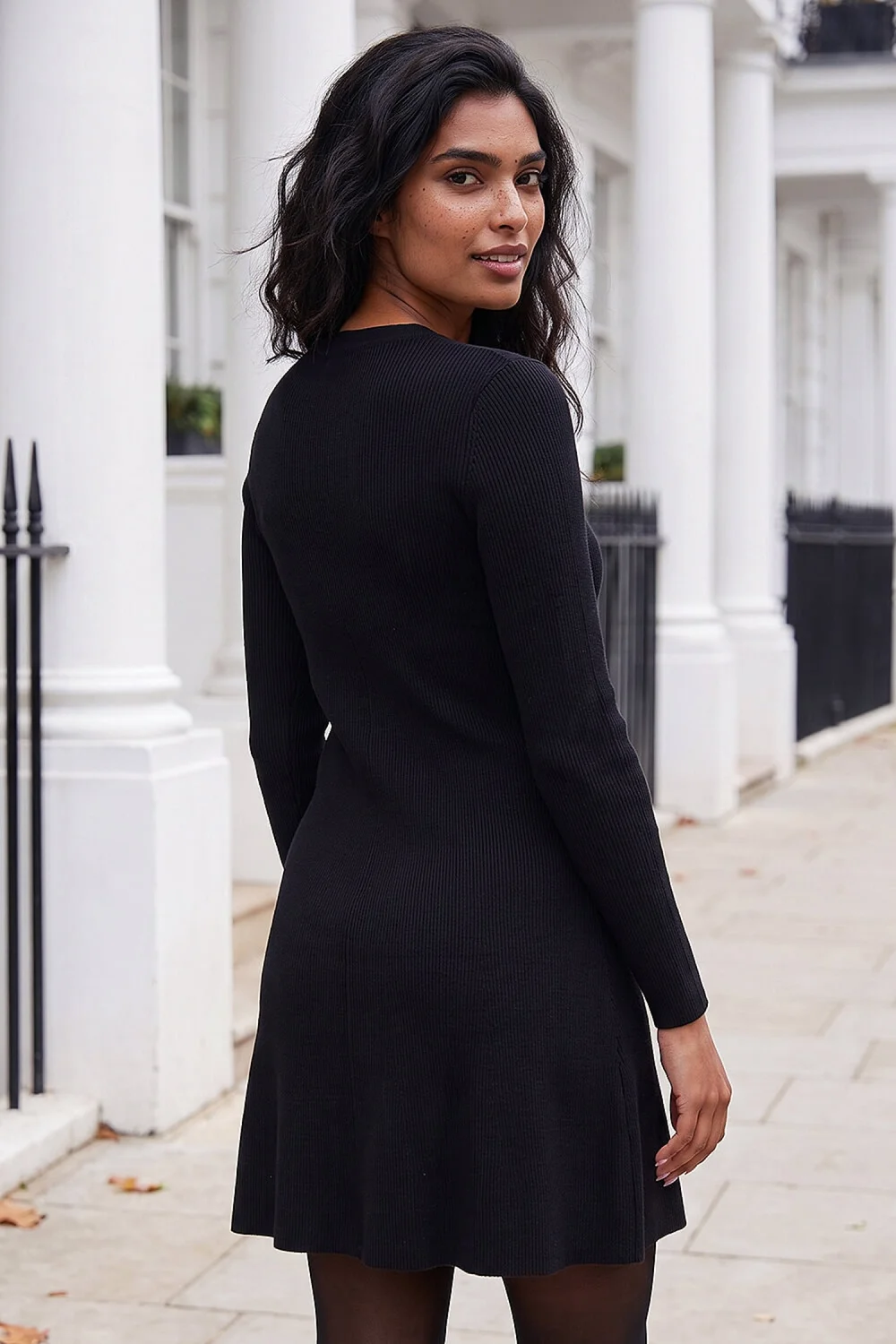 Roman Black Knitted Button Dress - 16 Image 3