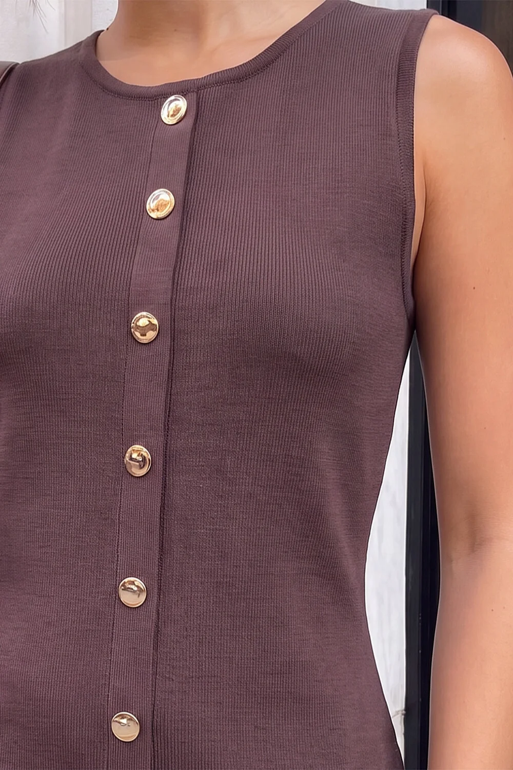 Roman Chocolate Knitted Pinafore Dress - 14 Image 4