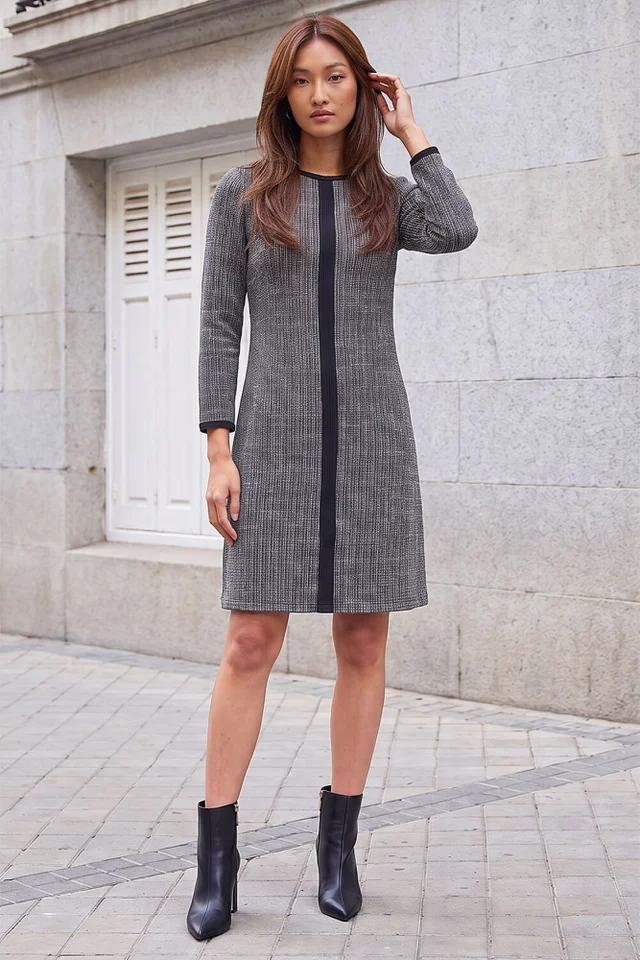 Roman Grey Textured Border Dress