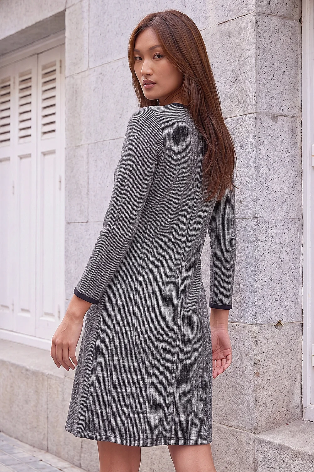 Roman Grey Textured Border Dress - 12 Image 3