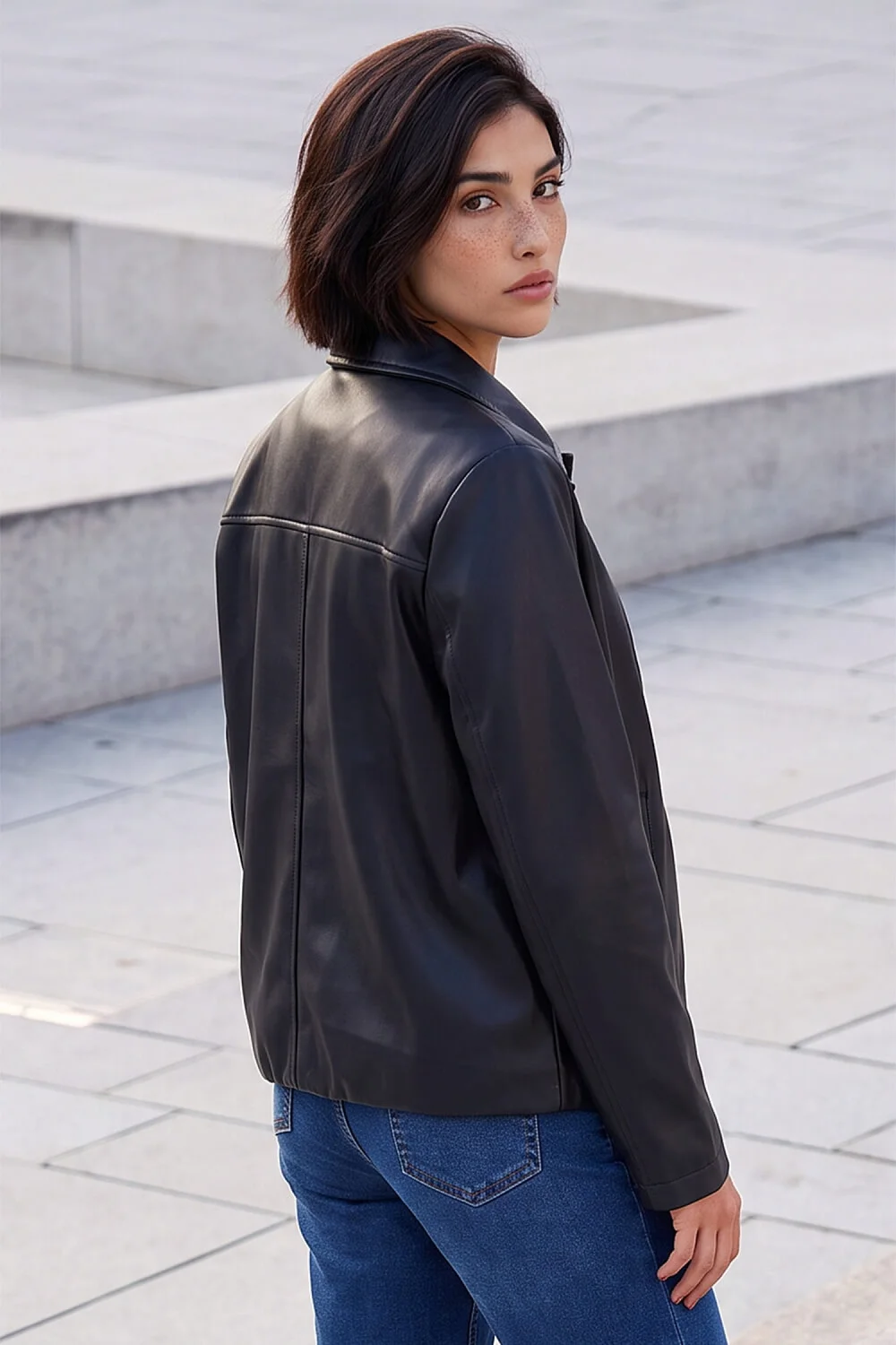Roman Black Petite Faux Leather Button Jacket - 12 Image 3