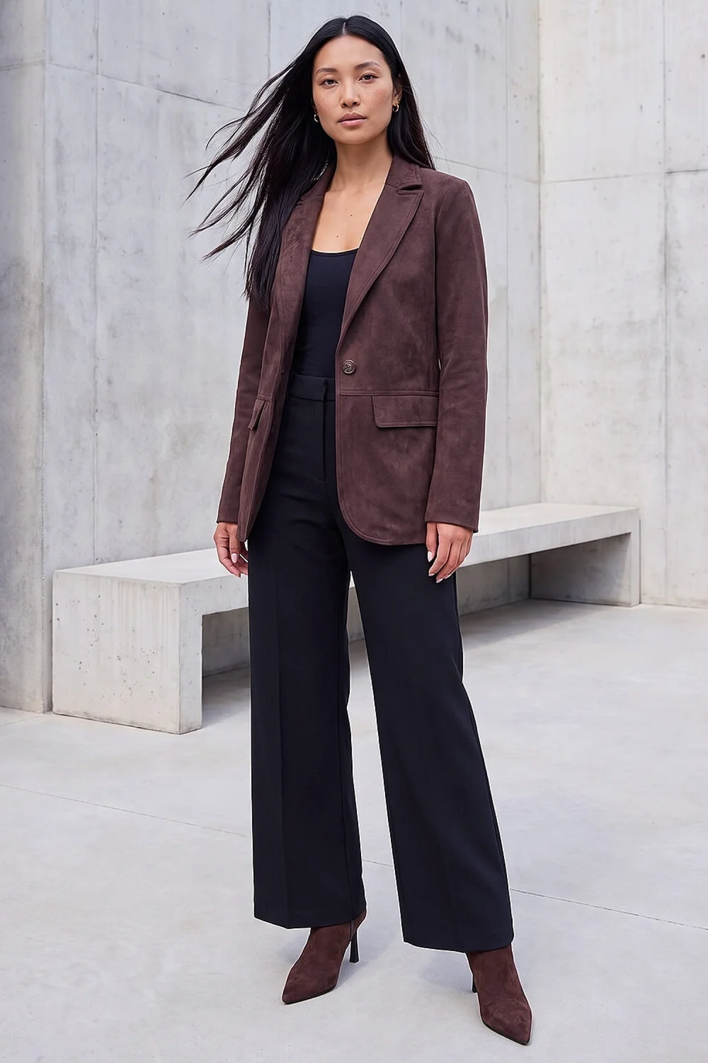 Roman Chocolate Suedette Lined Blazer - 12 Image 2