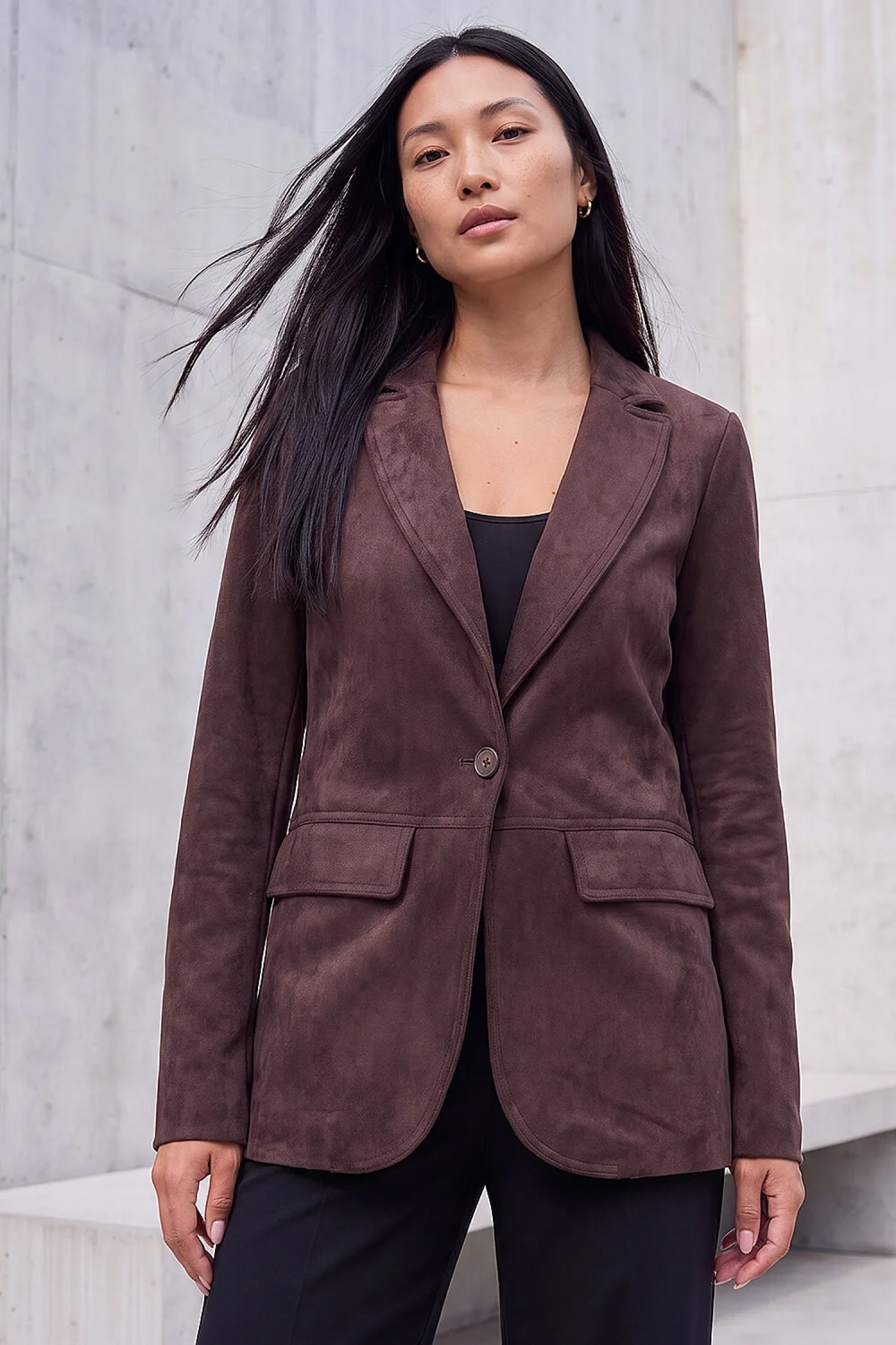 Roman Chocolate Suedette Lined Blazer - 12 Image 1