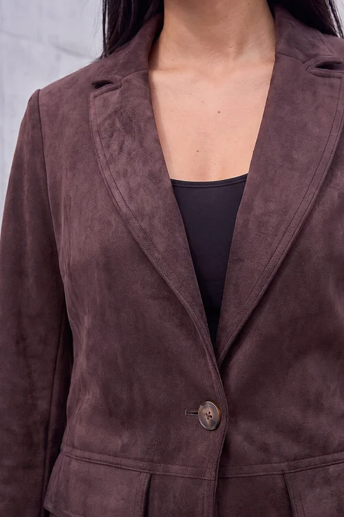 Roman Chocolate Suedette Lined Blazer - 12 Image 4