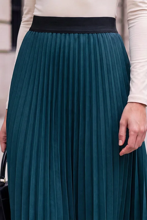 Roman Dark Green Pleated Midi Skirt - 10 Image 4