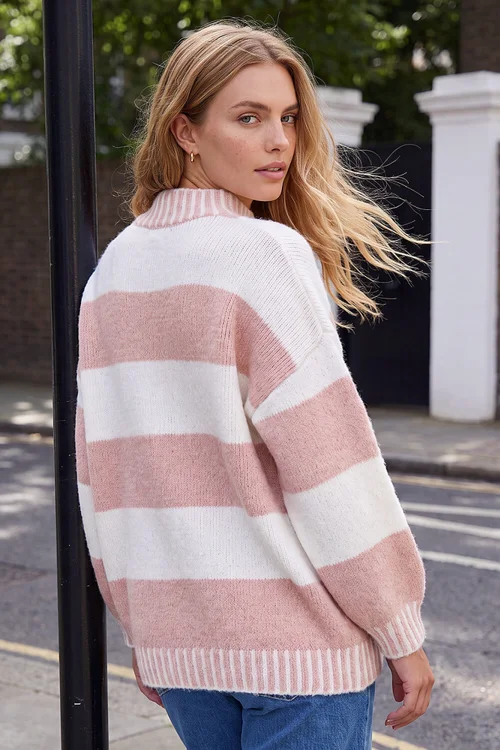 Roman Light Pink Stripe Knitted Jumper - 20 Image 2
