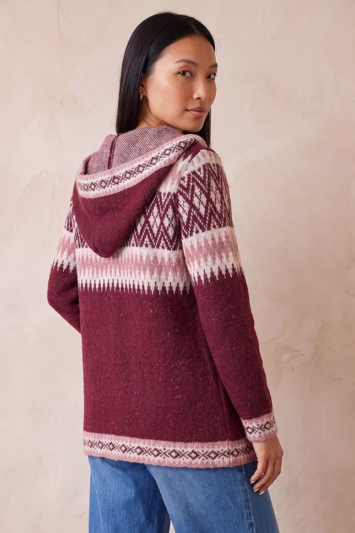 Roman Burgundy Jacquard Zipped Knit Cardigan - 20 Image 3