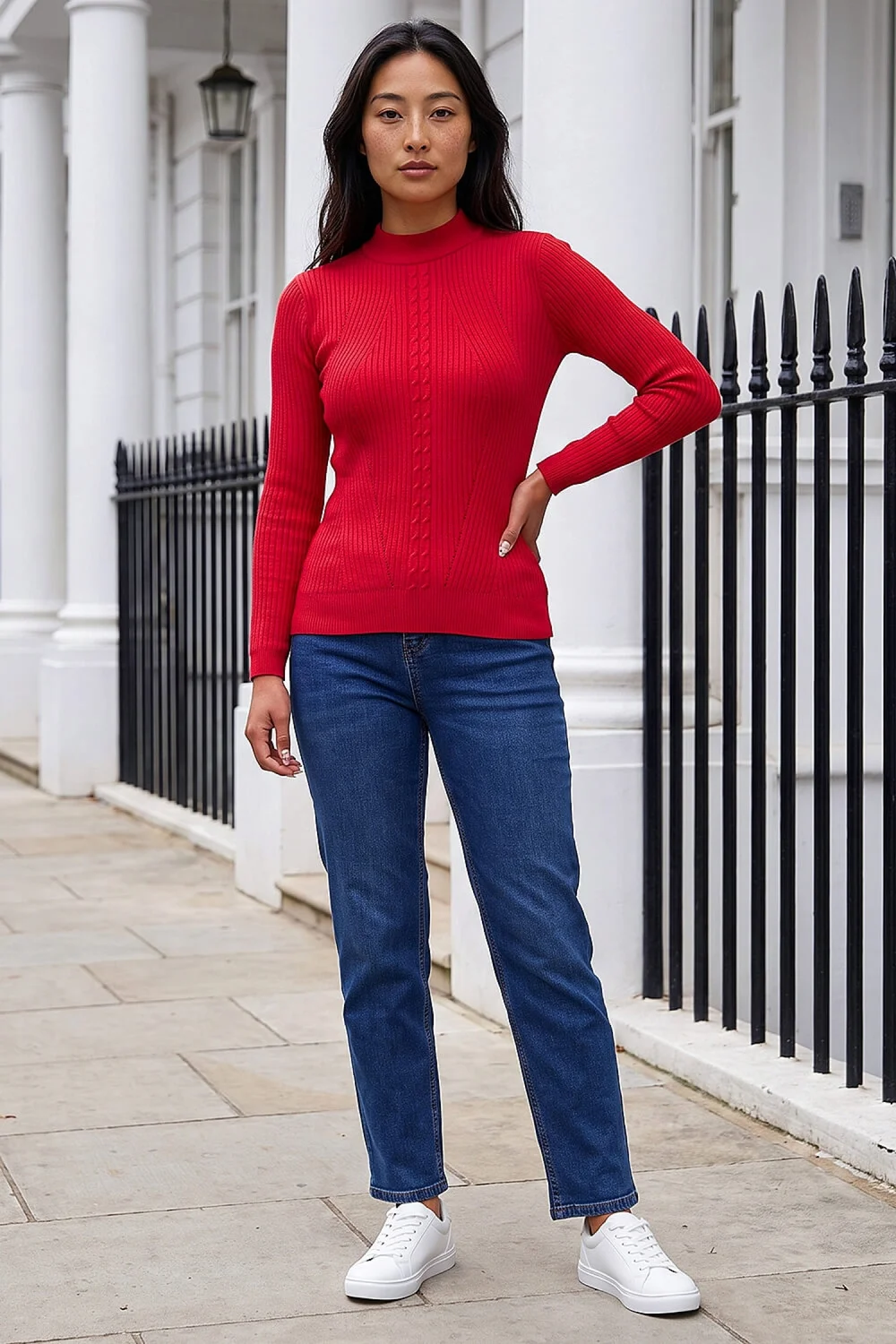 Roman Red Petite Cable Knit Turtleneck Jumper - 8 Image 3