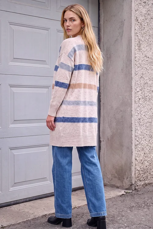 Roman Stone Soft Knit Stripe Cardigan - 14 Image 3
