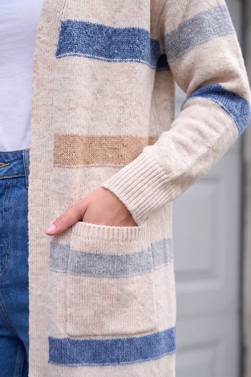 Roman Stone Soft Knit Stripe Cardigan - 14 Image 4