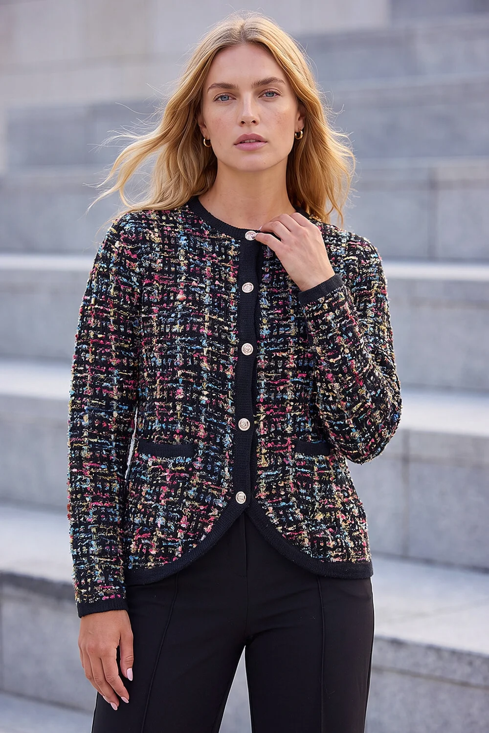 Roman Black Sparkle Tweed Knit Cardigan - 18 Image 1