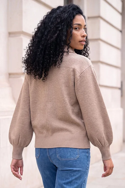 Roman Beige Knitted Bomber Jacket - 14 Image 2