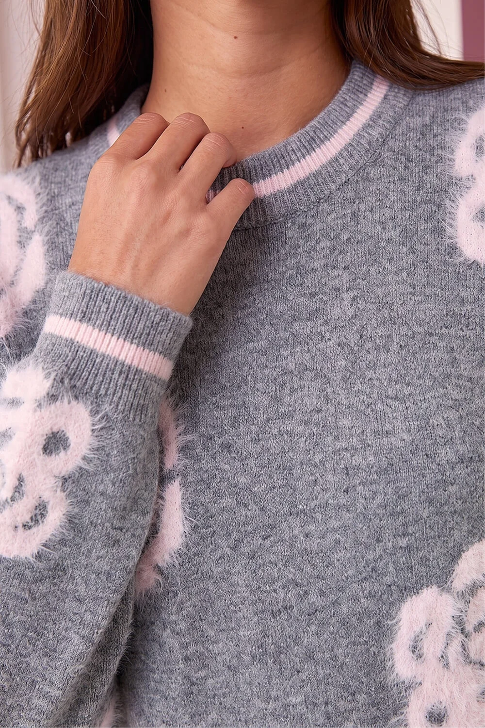 Roman Charcoal Fluffy Floral Jumper - 20 Image 4