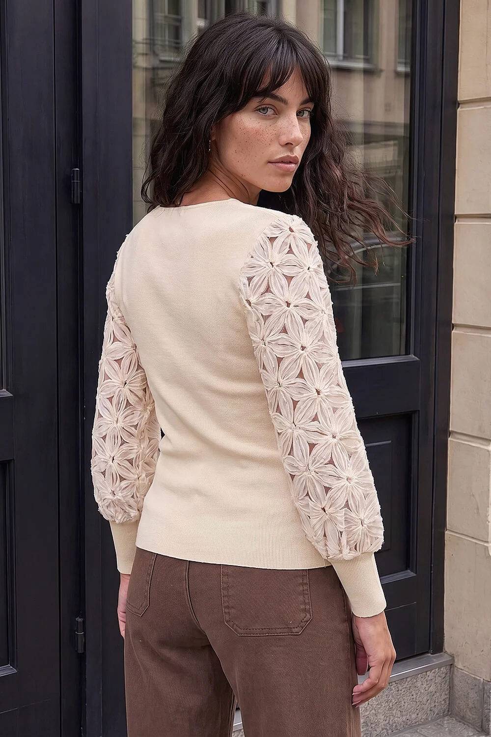 Roman Ivory Floral Woven Sleeve Jumper - 12 Image 2