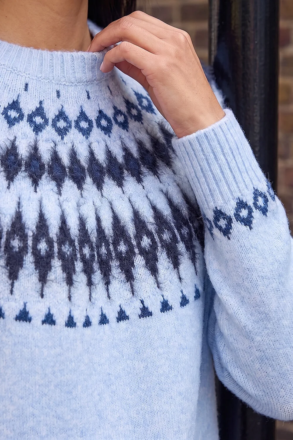 Roman Blue Fluffy Fairisle Knit Jumper - 14 Image 4