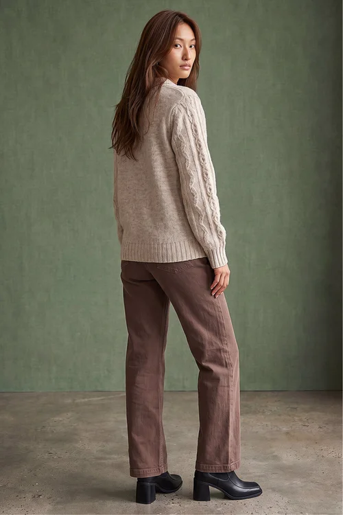 Roman Stone Cable Knit Henley Jumper - 18 Image 3